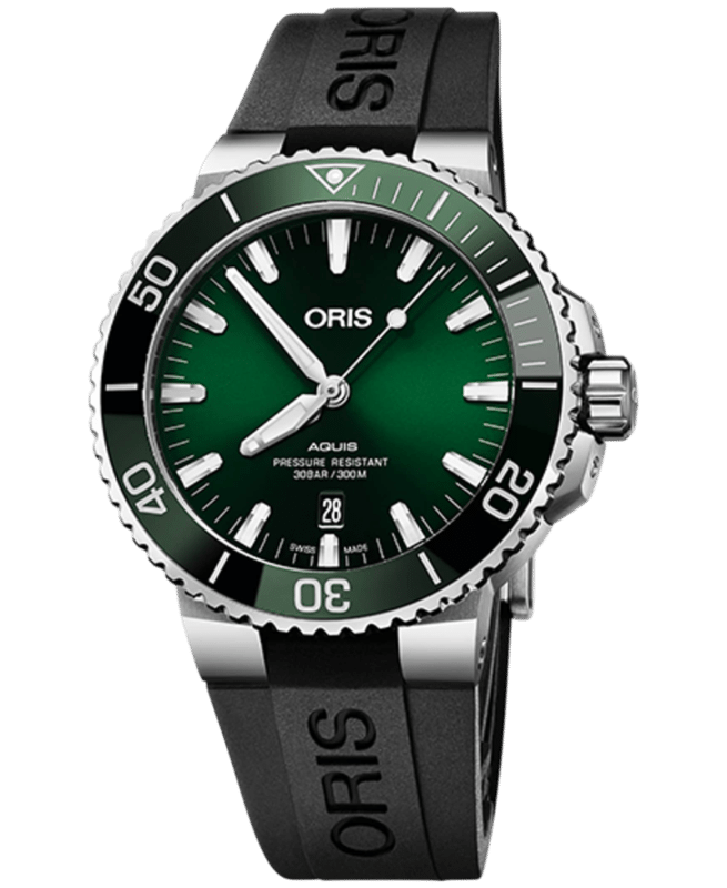 OrisDiving Grön/Gummi 43.5 mm