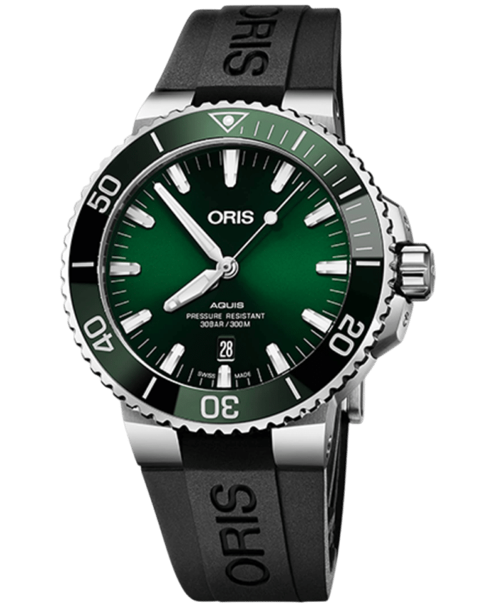 OrisDiving Grön/Gummi 43.5 mm