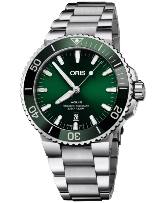 OrisAquis Grön/Stål 43.5 mm